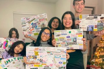 Eliana and her family with vision boards